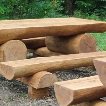 dębowy ławostół realizacja mała architektura Park w Rzeczowie (6) DĘBOWY ŁAWOSTÓŁ PÓŁBAL
