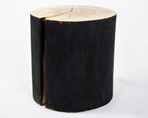 ciemny stolik na przedpokój, Czarny pieniek drewniany, stolik pod laptopa, oryginalny stolik, mały stolik, taboret