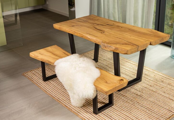 ławka drewniana dębowa stół dębowy